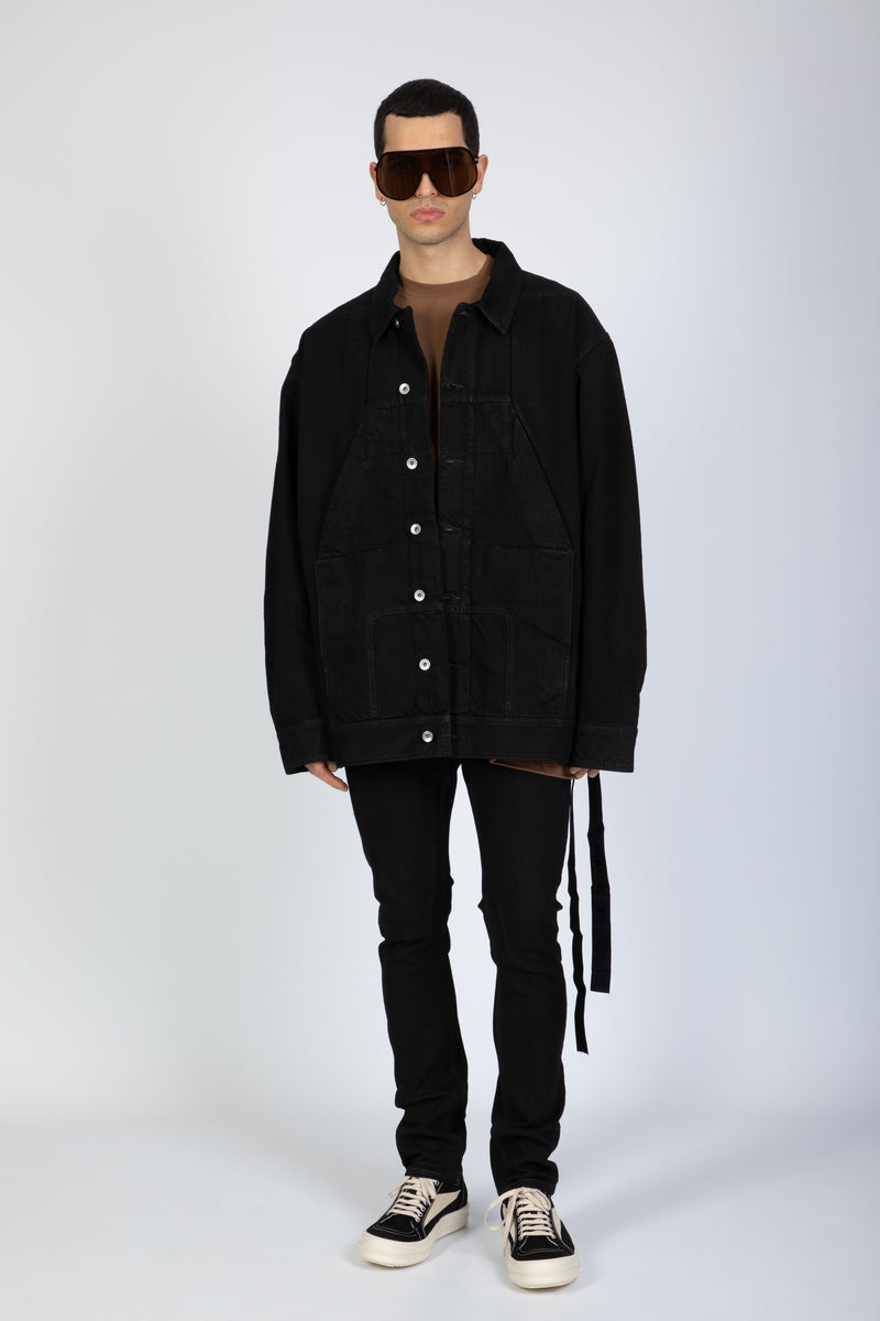 RICK OWENS-DRKSHDW Black denim oversized jacket - Sphinx jumbo worker |  Strikestore