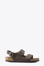 Sandalo in pelle oliata marrone con cinturino sul tallone - Milano 