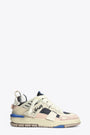 Sneaker bassa in suede, pelle e mesh panna con dettagli multicolor - Area Patchwork 