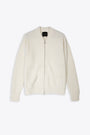 Off white ribbed wool cardigan with zip 