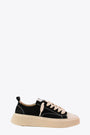 Black canvas low sneaker with contrast stitchings 