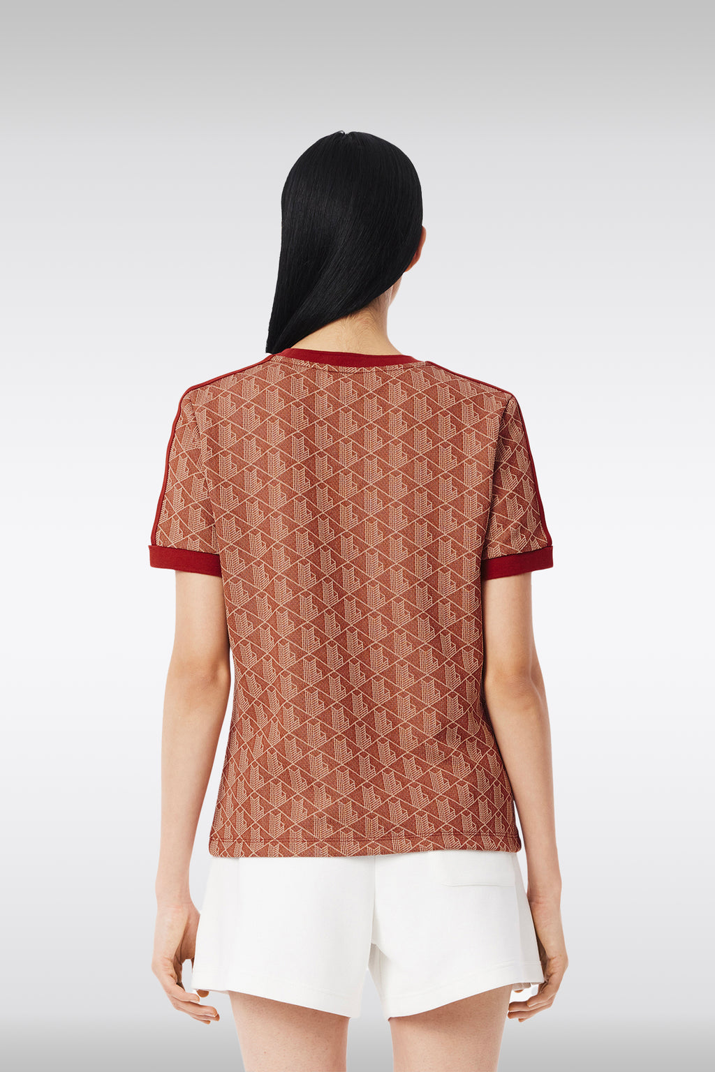 alt-image__T-shirt-in-cotone-jacquard-mattone-con-motivo-monogram