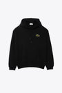 Black cotton hoodie with chest logo embroidery 