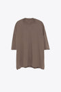 T-shirt marrone tortora oversize con fondo a taglio vivo- Tommy T 