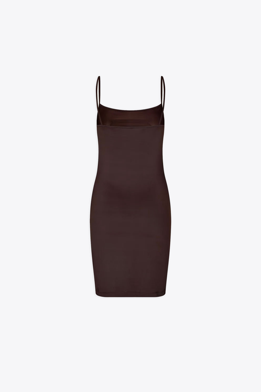 alt-image__Abito-corto-in-jersey-stretch-marrone-scuro-con-bretelle-sottili---Safaye-Slip-Dress