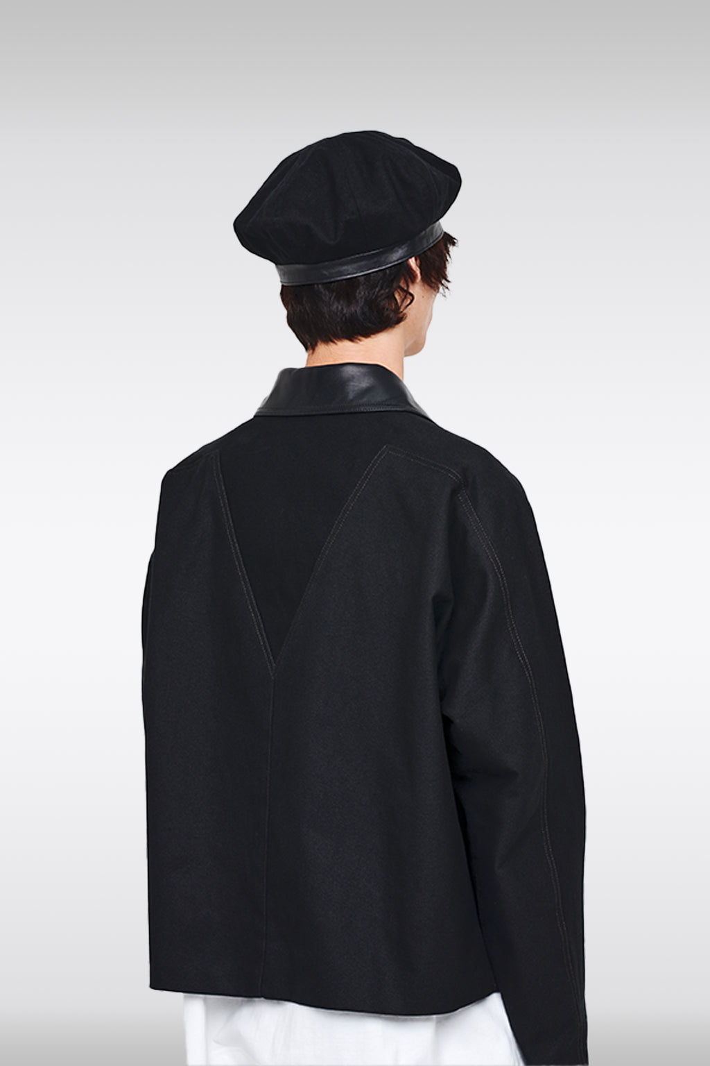 alt-image__Black-canvas-jacket-with-leather-collar---Leather-Collar-Cotton-Blouson-