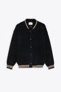 Black cashmere and silk varsity bomber jacket 