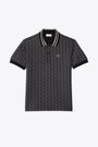 Black jacquard polo with geometric motif  