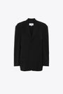 Blazer monopetto oversize in twill nero con rever cucito 