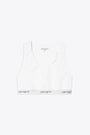 White cotton sleeveless crop top with elastic band and logo - W' Script Racer Tank 