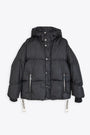 Black nylon hooded puffer jacket - Khrisman Puff Iconic 