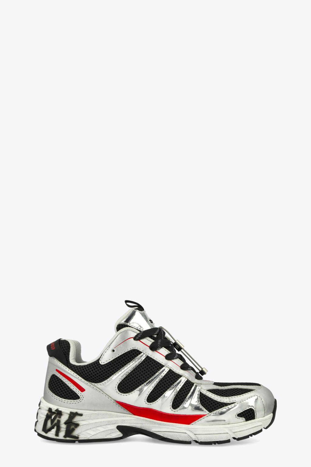 alt-image__Sneaker-bassa-in-mesh-nera-e-pelle-argento