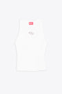 White ribbed knit tank top with Oval D logo - M Caddix Top 