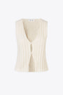 Gilet in maglia panna a coste con bottoni - Salou Vest 