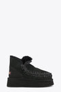 Black sheepskin slip-on ankle boots with platform sole - Eskimo Platform Boot 