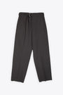 Black wool blend relaxed pant with belt - John 