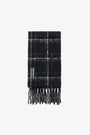 Black check alpaca oversized scarf with fringes - Estate Scarf  