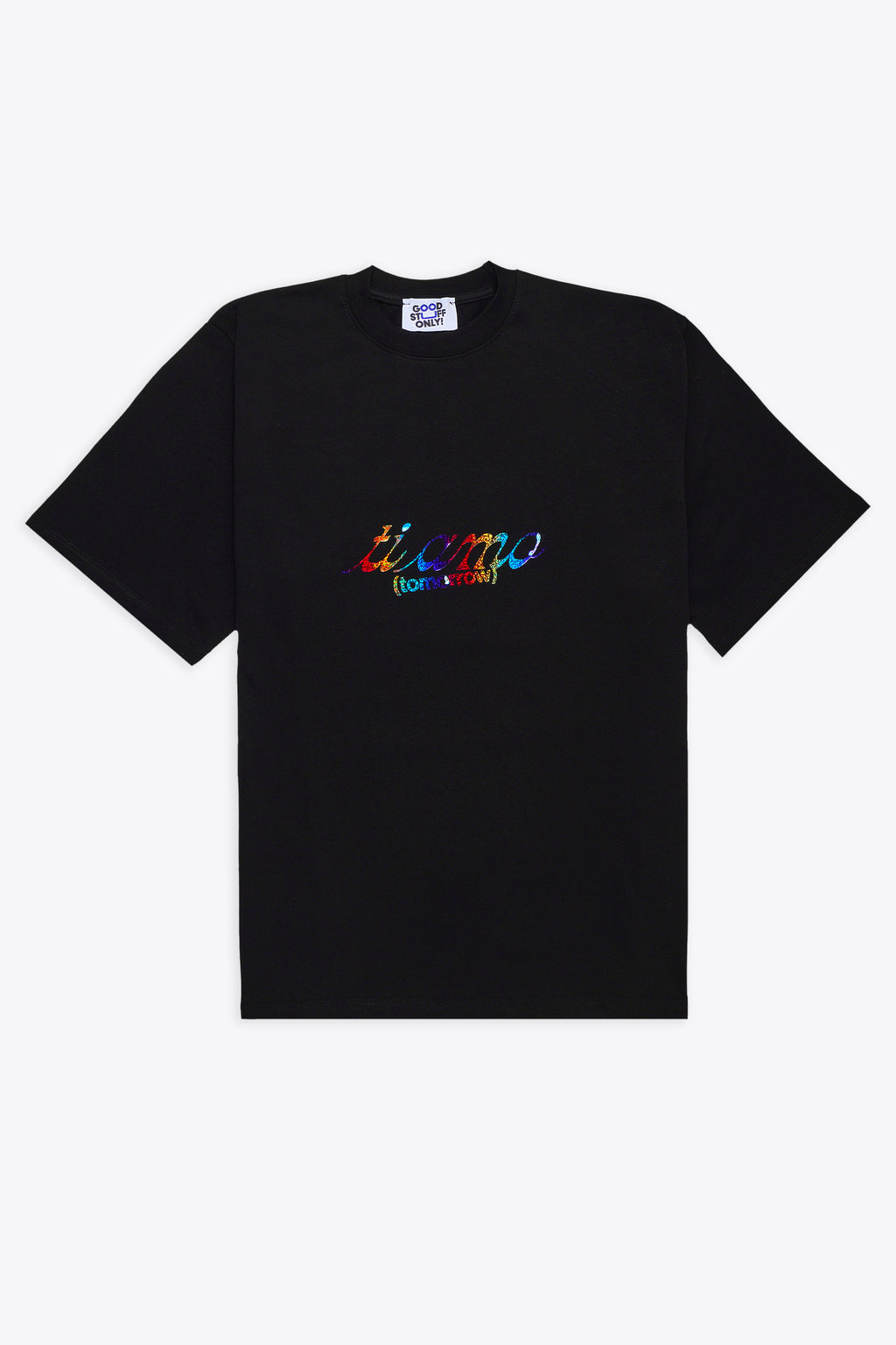 alt-image__Black-cotton-t-shirt-with-multicolour-slogan-print