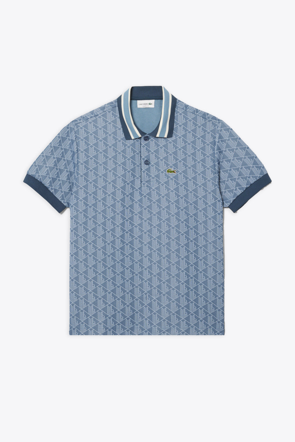 alt-image__Polo-con-motivo-jacquard-monogram-celeste-con-maniche-corte