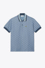 Light blue jacquard polo with monogram geometric motif  