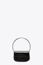 Borsa in pelle lucida nera con logo Oval D - 1 DR Shoulder Bag 