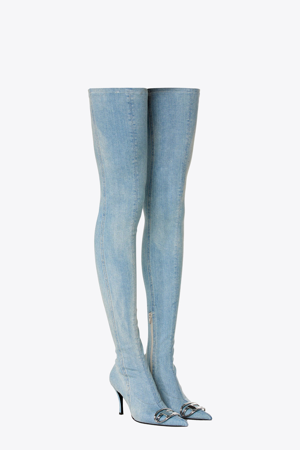 alt-image__Stivali-alti-in-denim-blu-chiaro-stretch-con-logo-Oval-D-in-metallo---D-Venus-Tbt-D-Boots