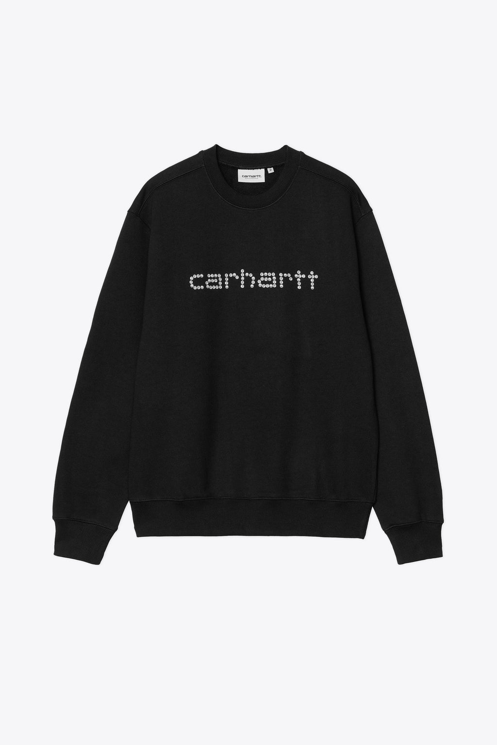 alt-image__Felpa-girocollo-nera-in-cotone-con-logo-stampato-borchiato---S/S-Rivet-Script-Sweat