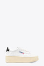 White leather low sneaker with black back tab and platform sole - Medalist Platform 