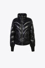 Black shiny nylon puffer jacket with heart shaped pockets - Corazon 