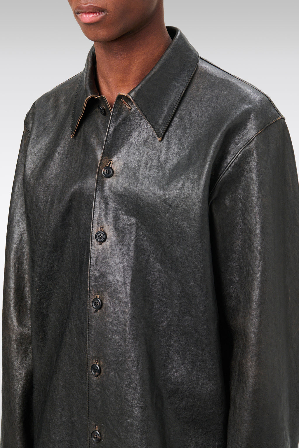 alt-image__Overshirt-in-pelle-sdrucita-marrone---Welding-Shirt