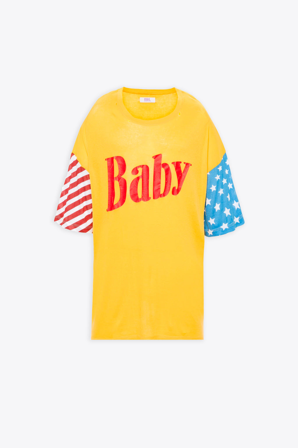 alt-image__Yellow-distressed-cotton-t-shirt-with-Baby-print---Unisex-Printed-Light-Jersey-T-shirt