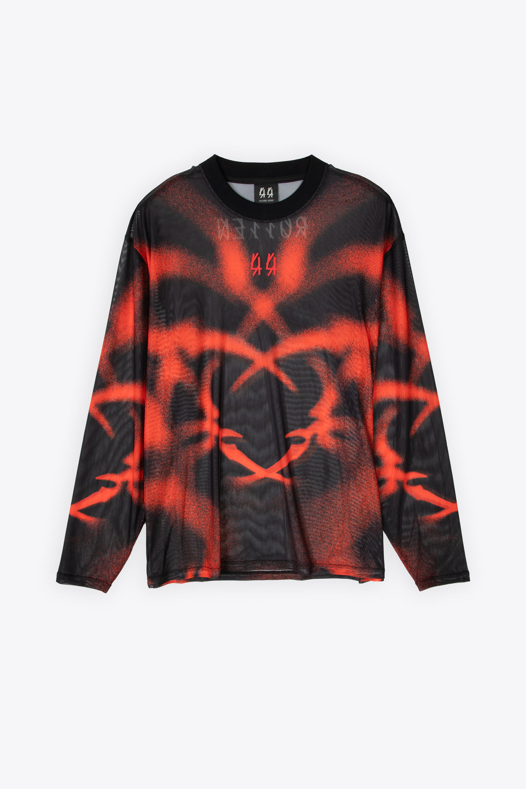 alt-image__T-shirt-in-mesh-nero-e-rosso-con-stampa-tribal---Rotten-Longsleeve