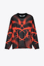 T-shirt in mesh nero e rosso con stampa tribal - Rotten Longsleeve 