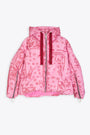 Bandana printed pink nylon hooded puffer jacket - Khris Bandana 