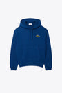 Felpa in cotone blu elettrico con cappuccio e logo al petto 