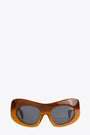 Brown acetate chunky wrap-around mask sunglasses with black lense - Zarin 
