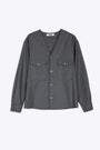 Grey wool collarless shirt with long sleeves 