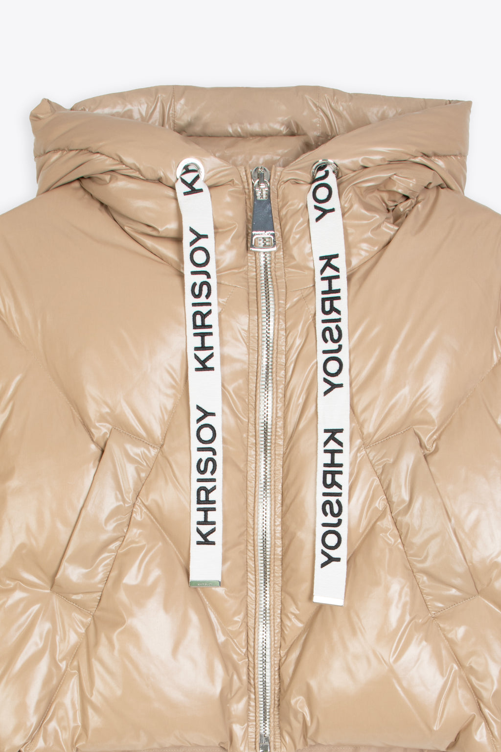 alt-image__Beige-shiny-nylon-hooded-puffer-jacket---Khris-Crop-Shiny-