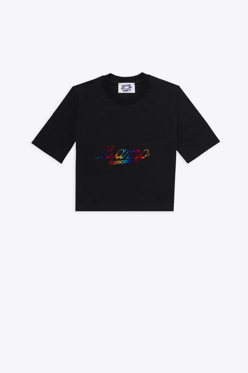 alt-image__Black-cotton-cropped-t-shirt-with-multicolour-slogan-print