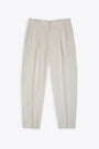 Off white corduroy pant with front pleats - Portobello 