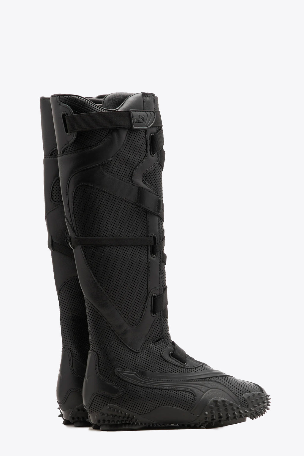 alt-image__Sneaker-alta-al-ginocchio-in-pelle-traforata-nera---Mostro-Leather-Boot