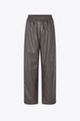 Military green recycled leather loose pant - Sajuno Trousers 