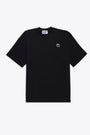 Black cotton t-shirt with chest logo print 