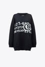 Black distressed wool oversized unisex sweater with logo 