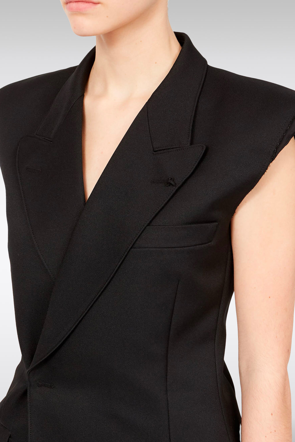 alt-image__Black-twill-double-breasted-sleeveless-jacket-with-shoulder-pads