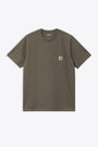 Army green cotton t-shirt with chest pocket and logo - S/S Pocket T-Shirt 