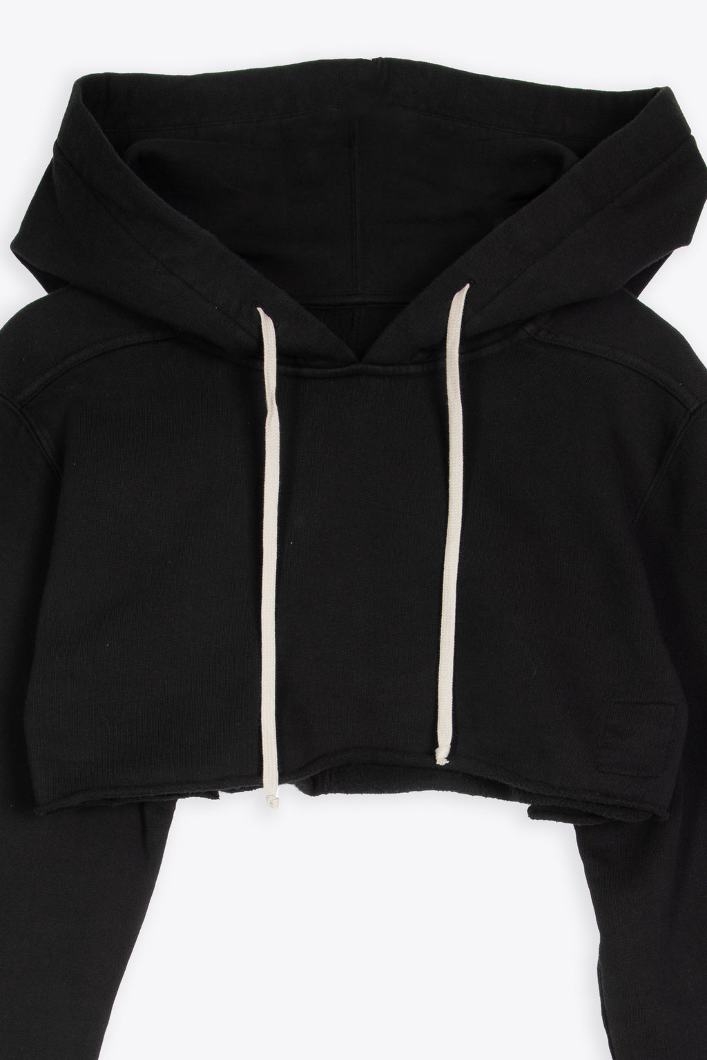 alt-image__Felpa-nera-corta-in-cotone-con-cappuccio---Cropped-Hoodie