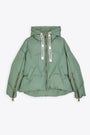 Sage green matt nylon hooded puffer jacket - Khris Iconic 