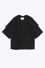 T-shirt nera in crepe di cotone con foulard - Cary SNM 