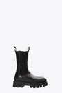 Black leather calf-high chelsea boots with chunky sole 